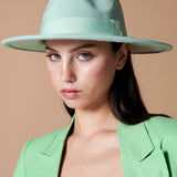 Lia Boho Fedora Felt Hat in Green