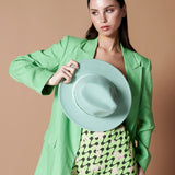 Lia Boho Fedora Felt Hat in Green