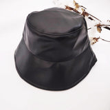 Hazel leather look bucket hat Black