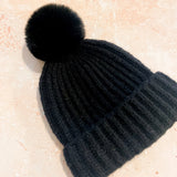 [Final Sale] Classic Pom Knit Beanie in Black