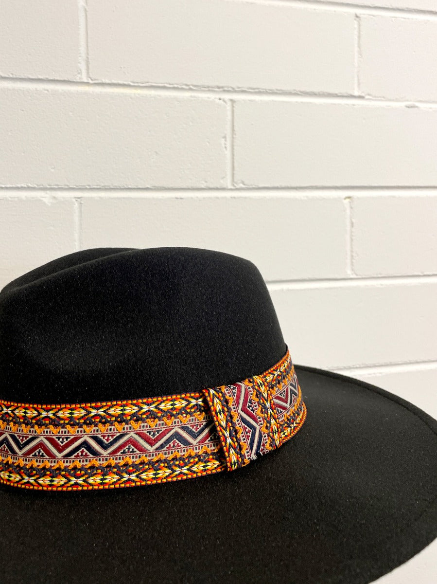 Mexi Ribbon Trim Fedora Hat