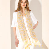 Floral Print Striped Lightweight Scarf