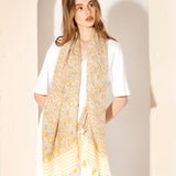 Floral Print Striped Lightweight Scarf