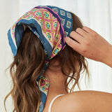 Blue Peacock Floral Print Bandana