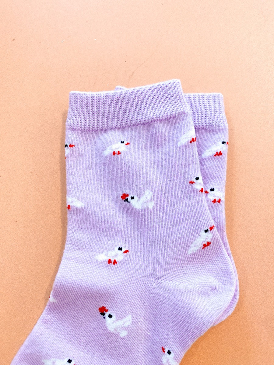 Birdie Print Crew Socks