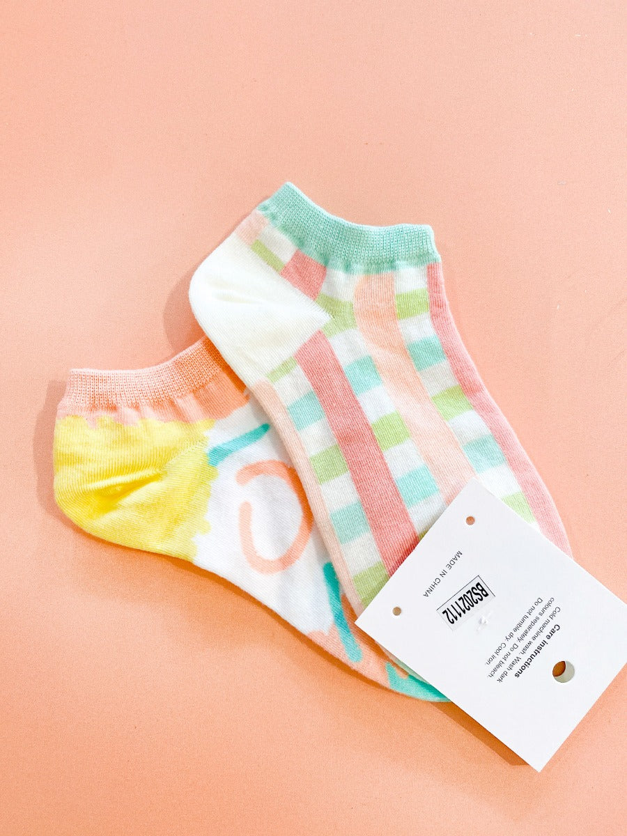 Pastel Prints Ankle Socks 2 Pack