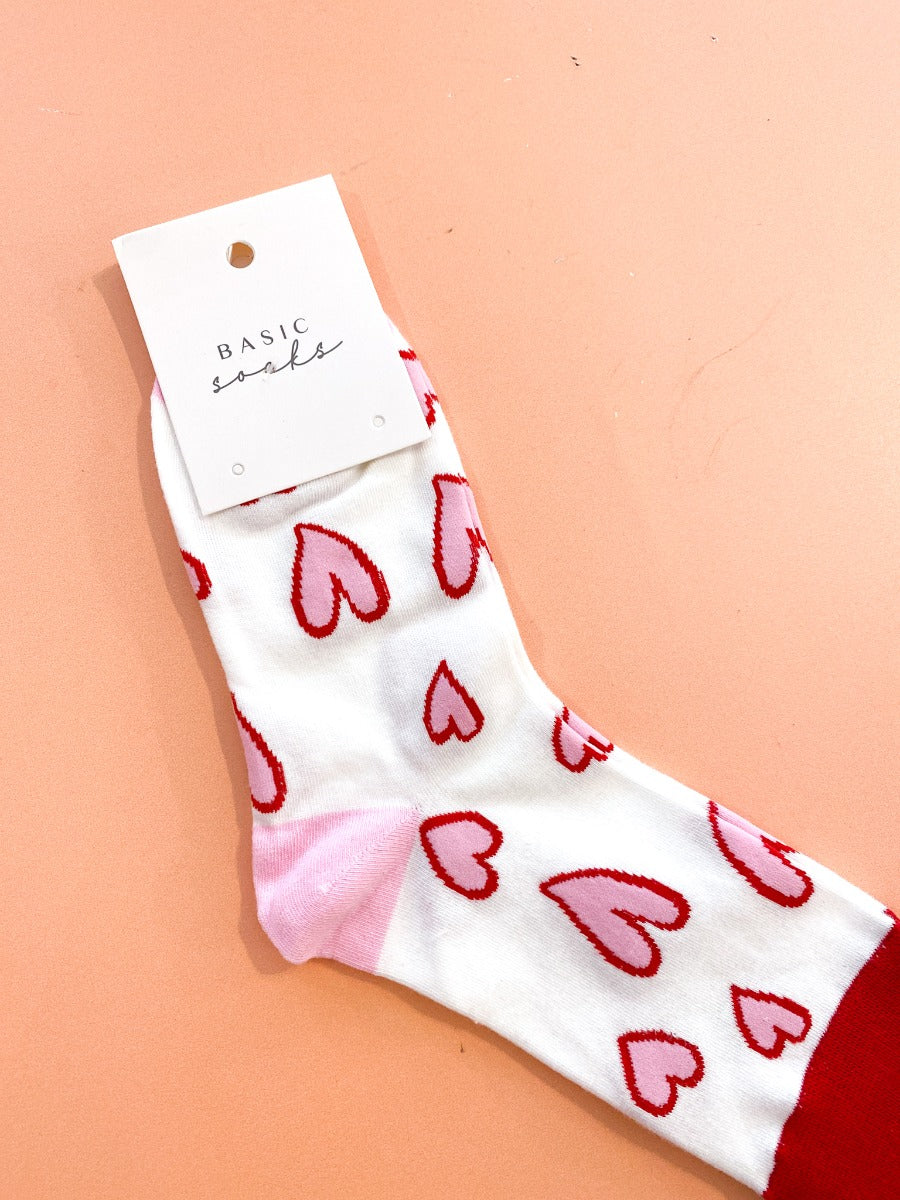 Valentine Hearts Long Crew Socks