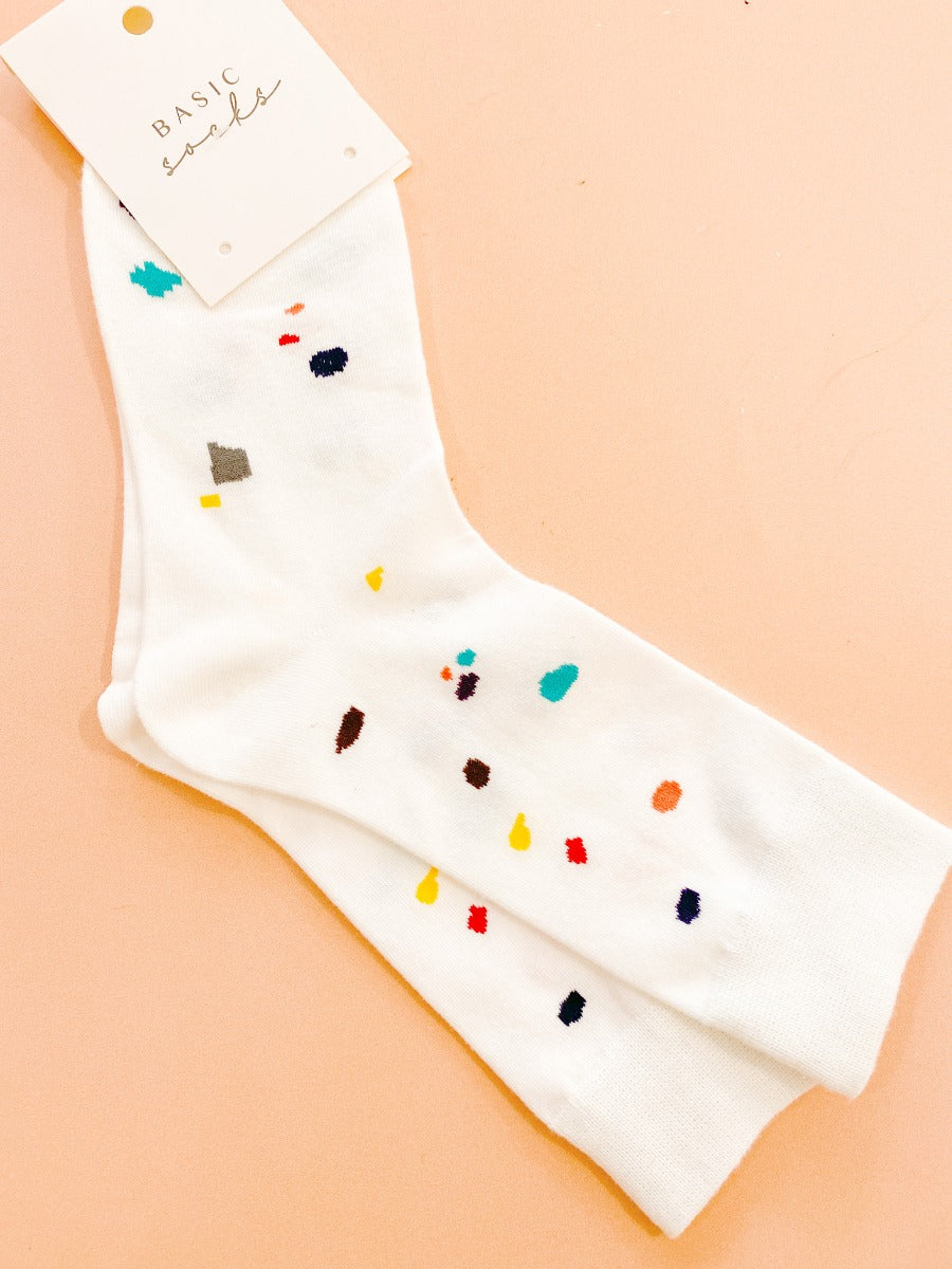 Colourful Abstract Print Long Crew Socks
