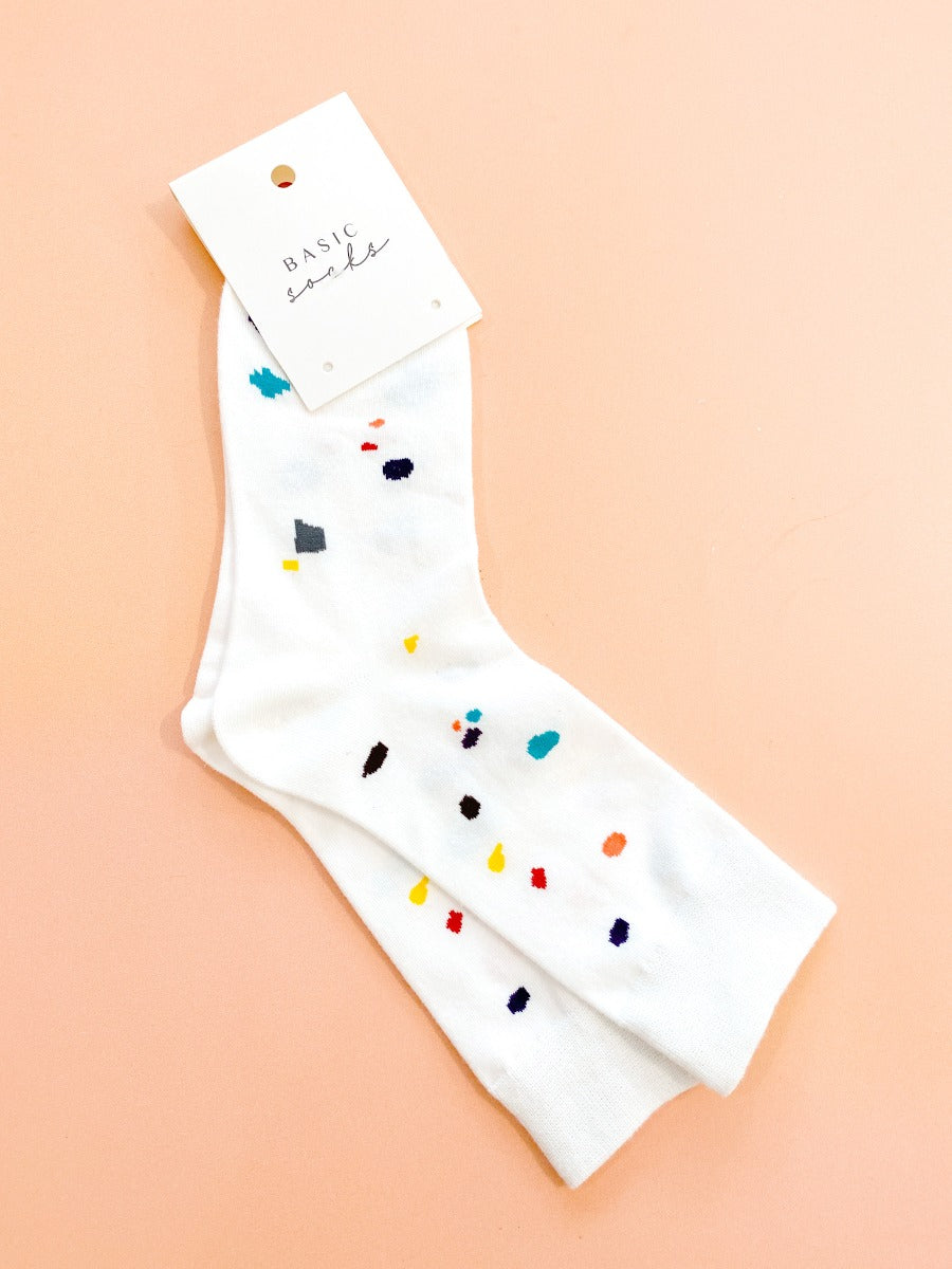 Colourful Abstract Print Long Crew Socks