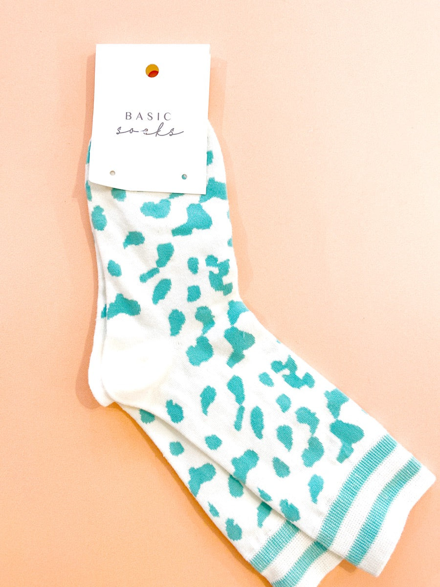 Leopard Print Long Crew Socks