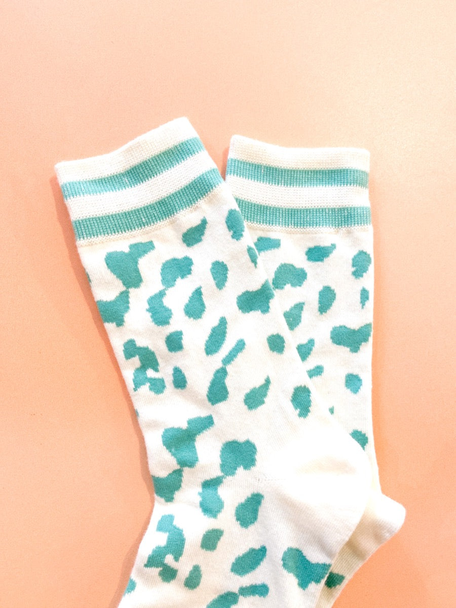 Leopard Print Long Crew Socks