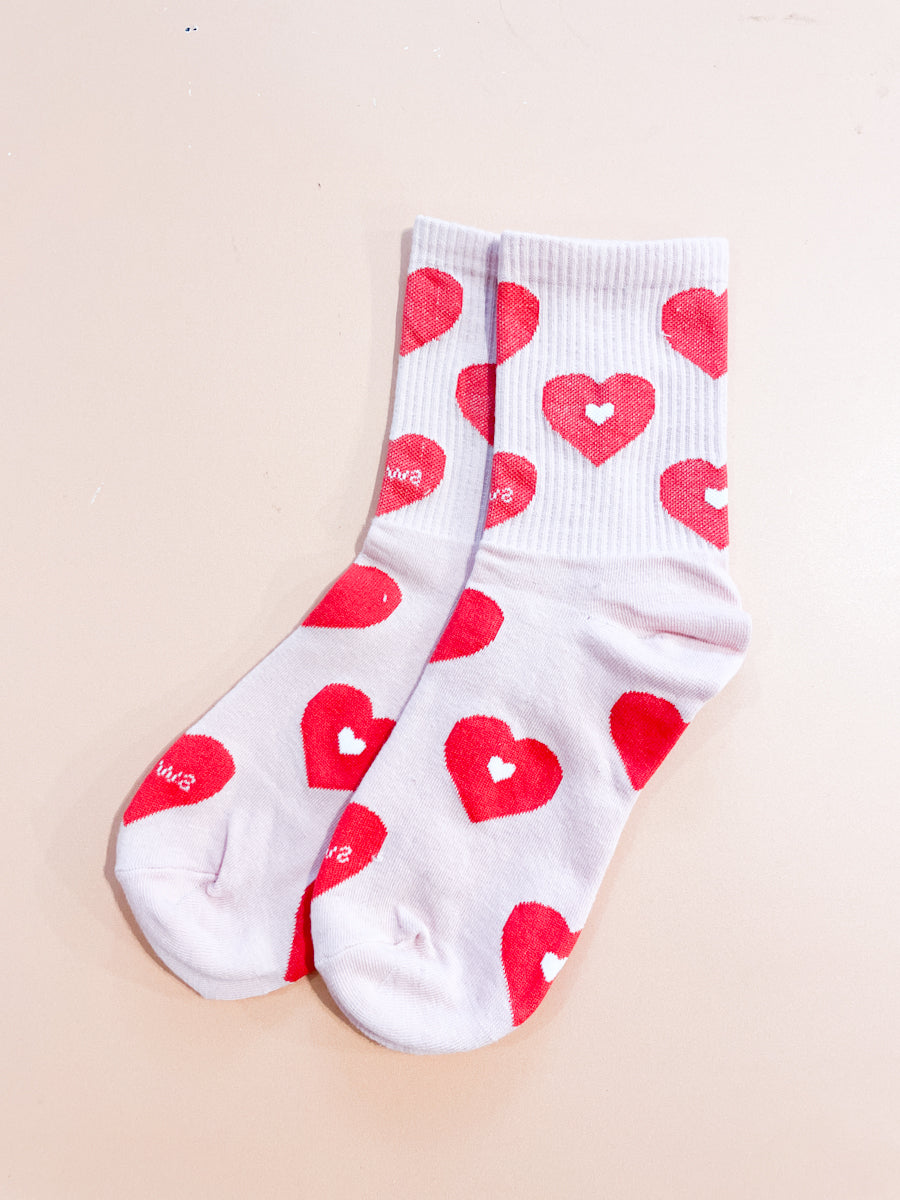 Valentine Rib Neck Crew Socks
