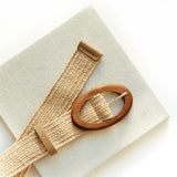 Lila Wooden Buckle Straw Belt