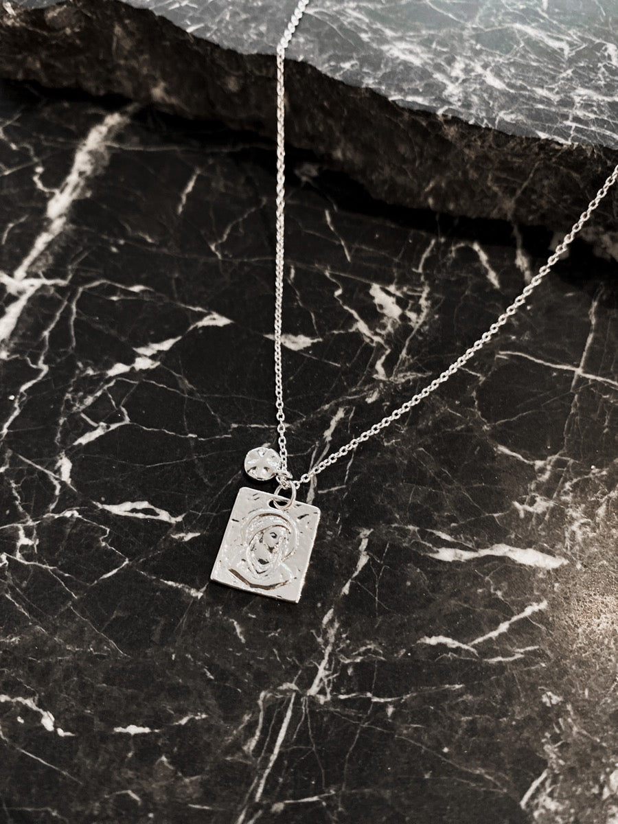 Theta Silver Plated Charm Necklace