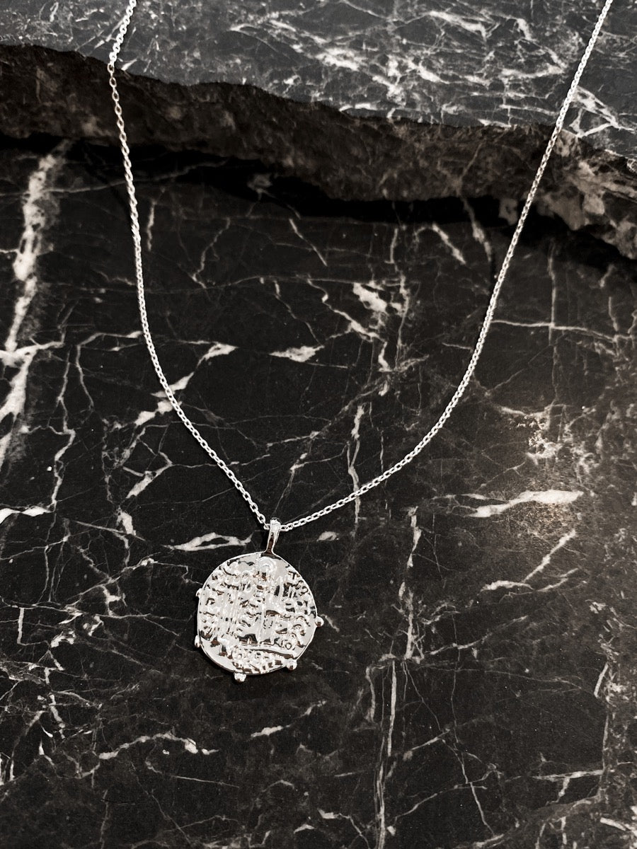 Coin Charm Sterling Silver Plated Necklace