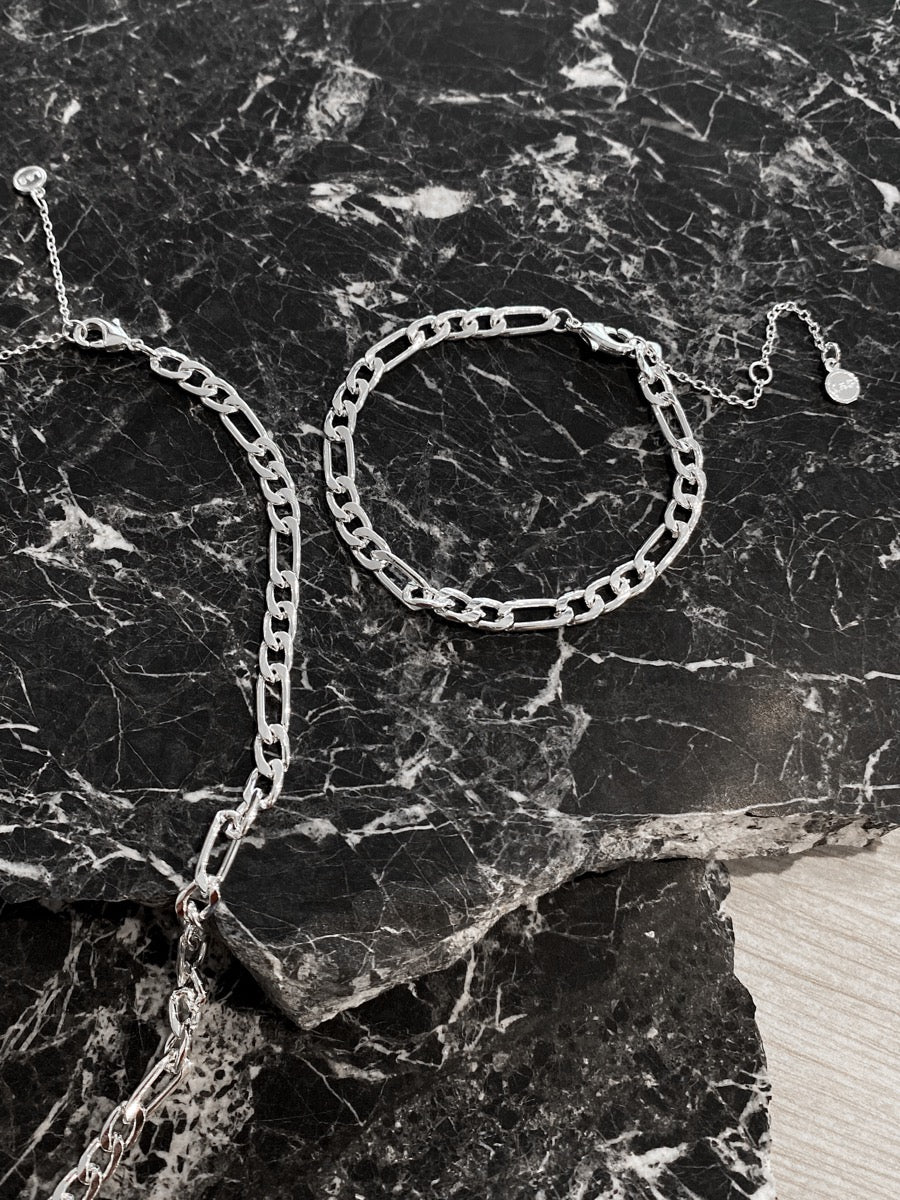 Figaro Chain Silver Plated Bracelet