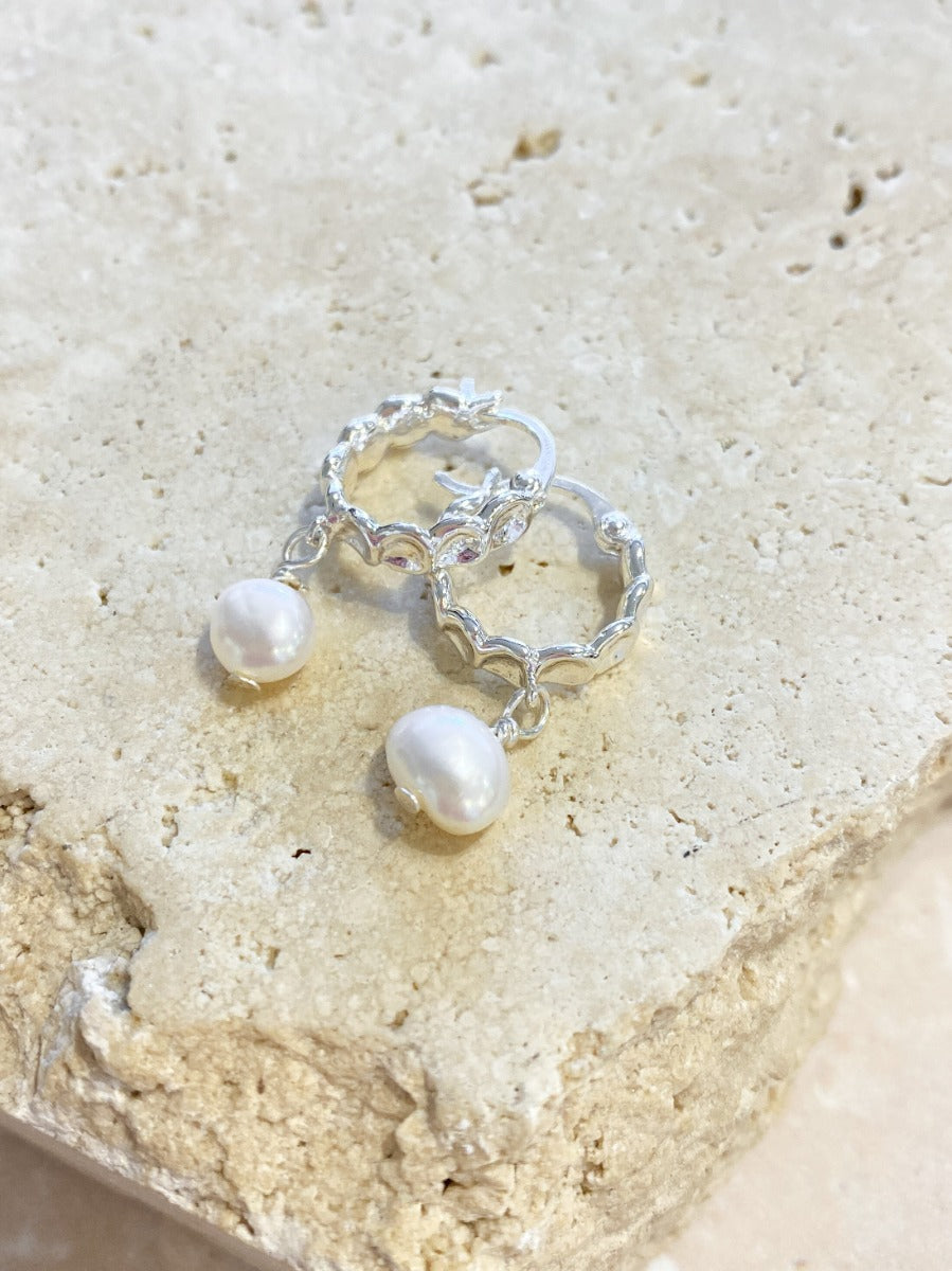 Vintage Pearl Drop Silver Plated Earrings