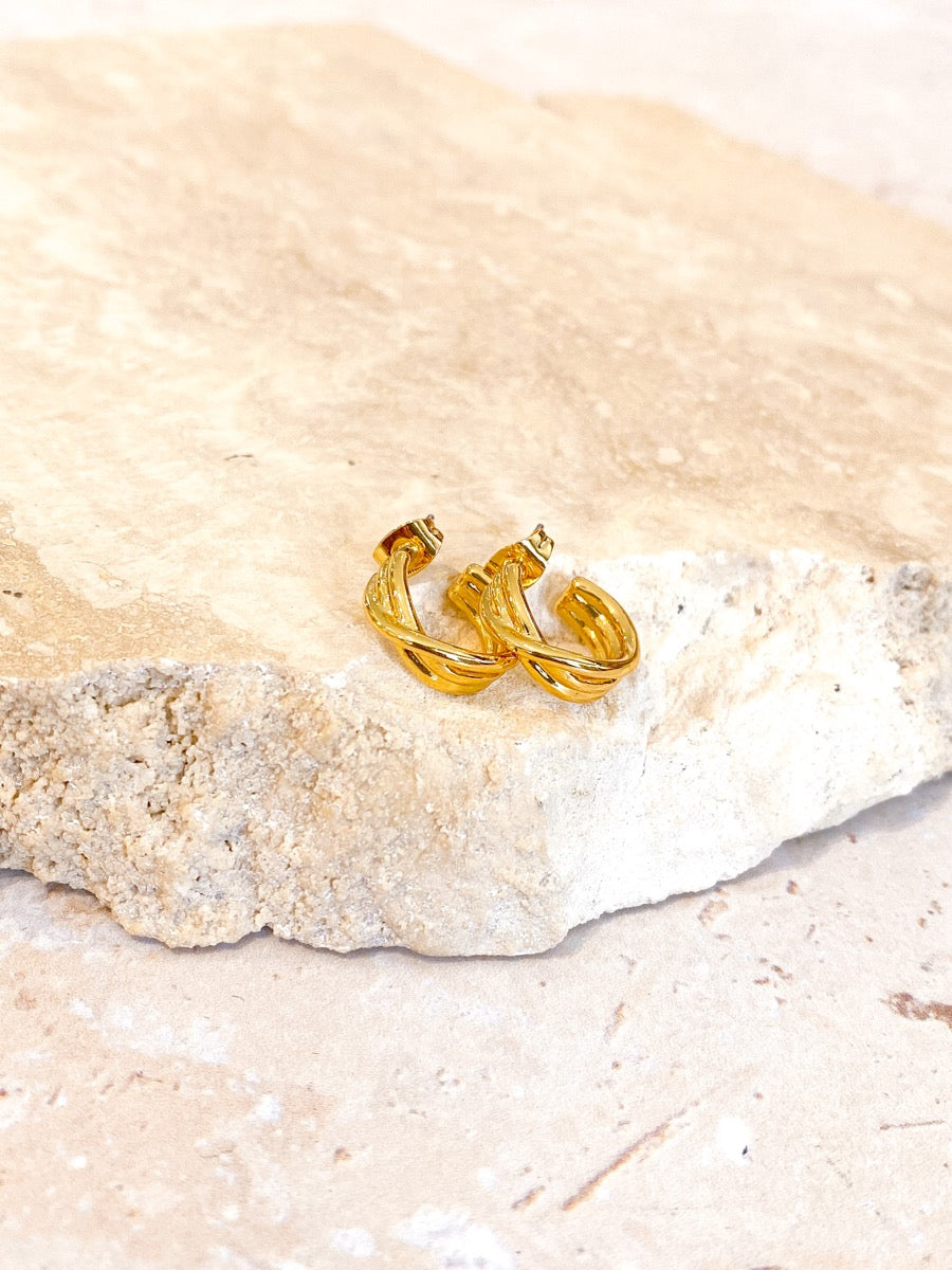 Twist Small 18K Gold Plated Hoops