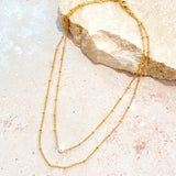Layered Pearl 18K Gold Plated Necklace