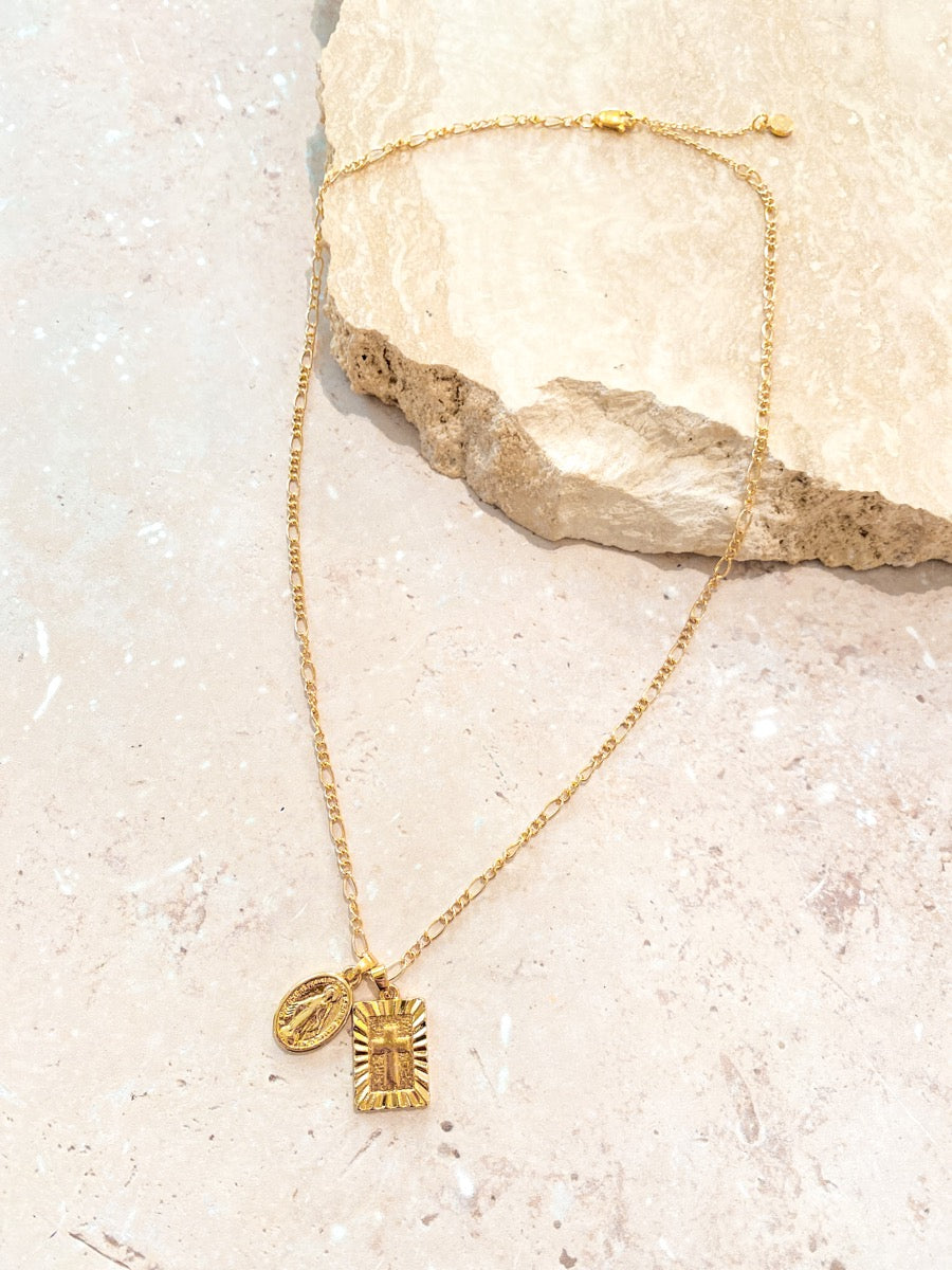 Double Charm 18K Gold Plated Necklace