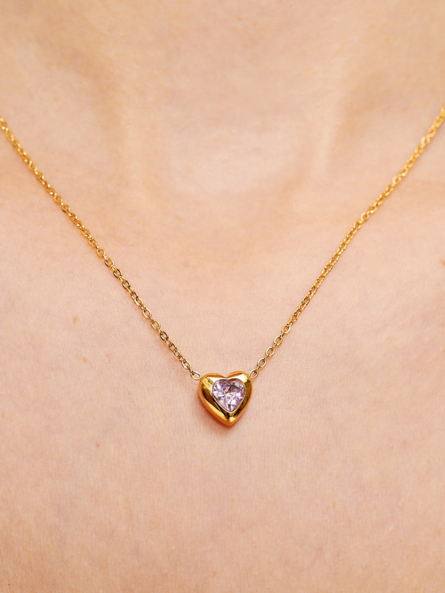 Jewel Heart 18K Gold Plated Necklace