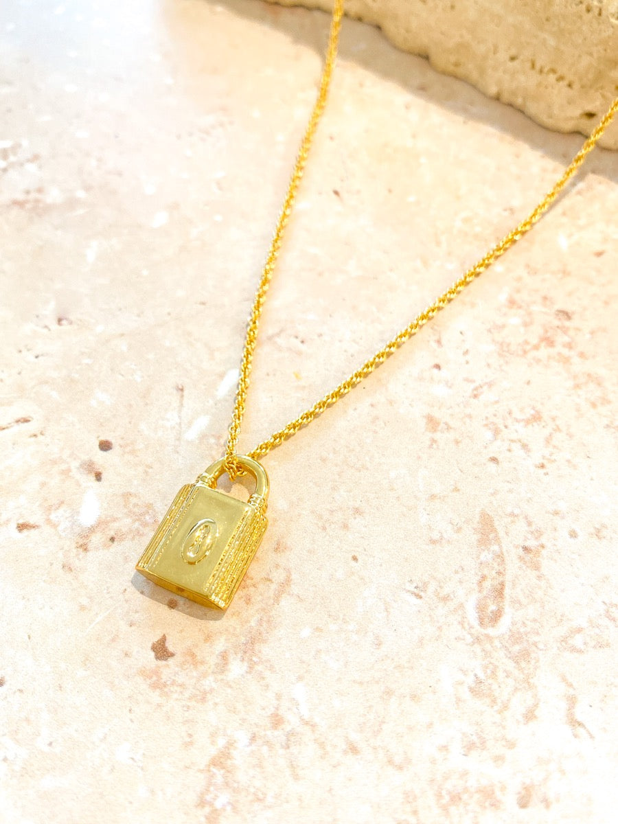 Lock Charm Gold Plated Necklace