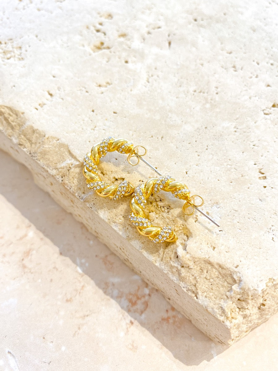 Diamanté Twist Gold Plated Earrings