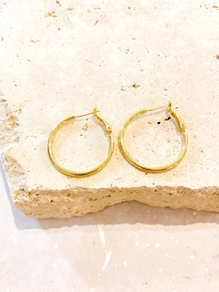 30mm Classic 18K Gold Plated Hoops