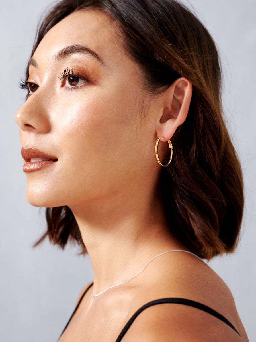 30mm Classic 18K Gold Plated Hoops