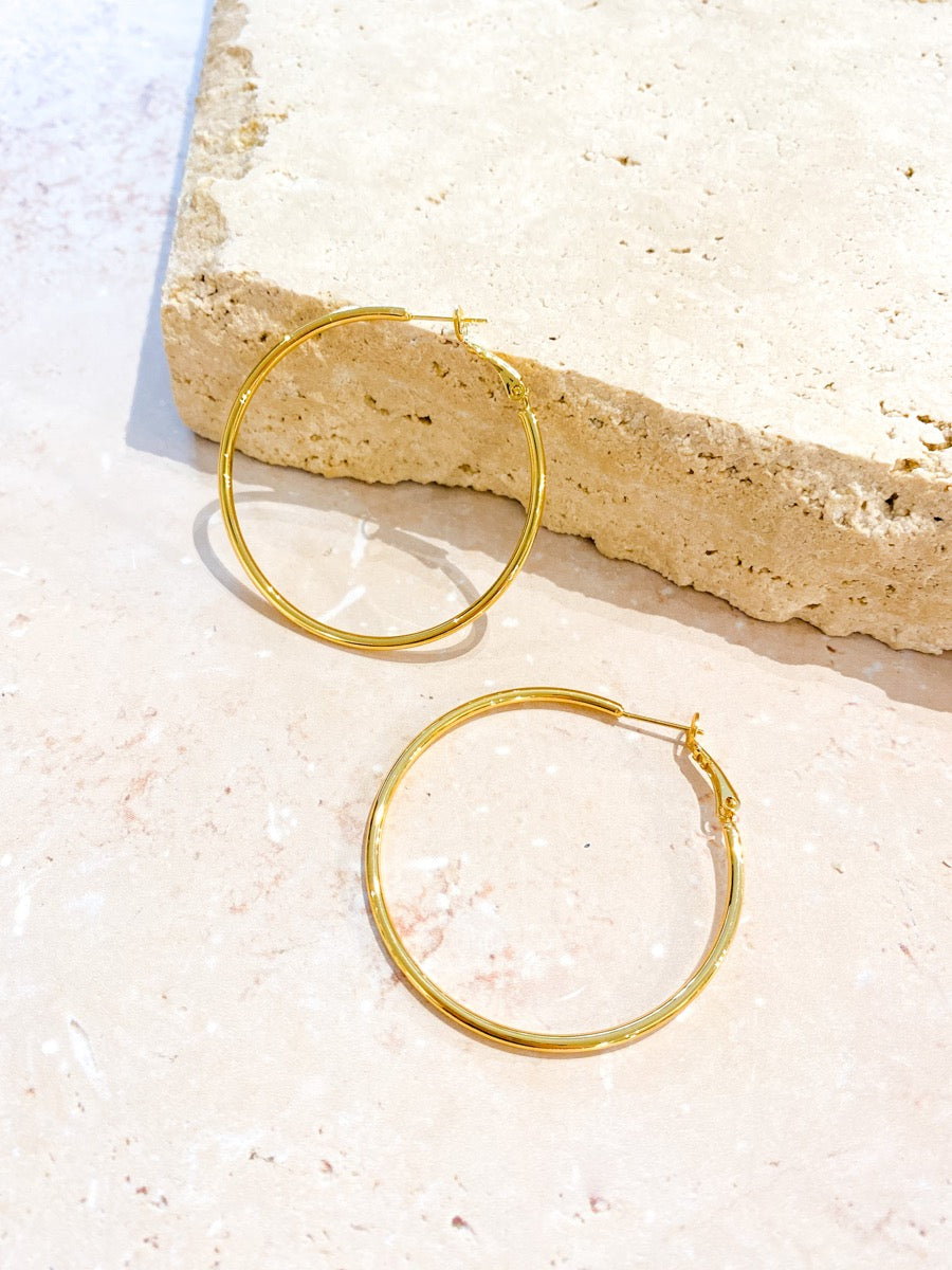 50mm Classic 18K Gold Plated Hoops