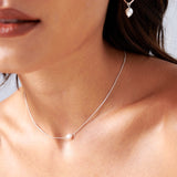 Single Pearl Sterling Silver Necklace