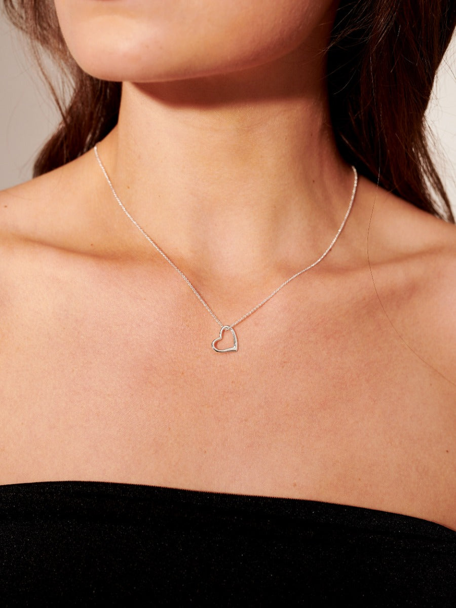 Heart Charm Sterling Silver Plated Necklace