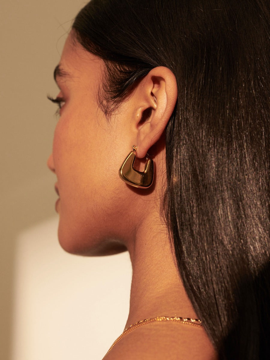 Square Crush Gold Plated Earrings