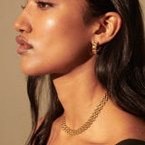 Square Chain Hoop 18K Gold Plated Earrings