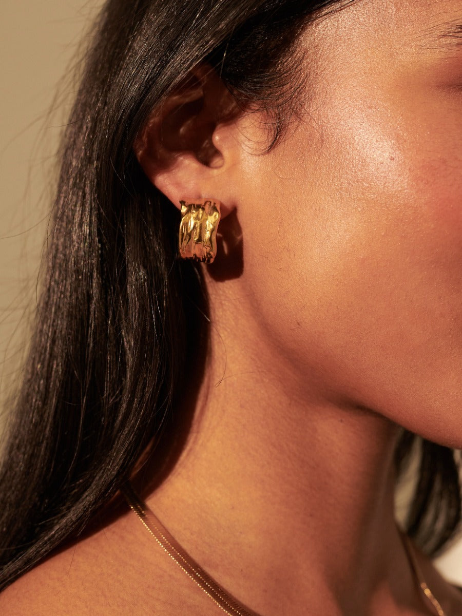 Sculpted Hoop 18K Gold Plated Earrings