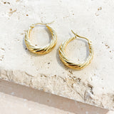 Spiral Swirl Hoops 18K Gold Plated Earrings