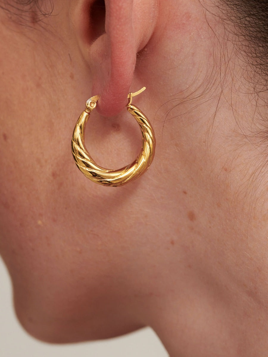 Spiral Swirl Hoops 18K Gold Plated Earrings