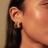 Trio Pearl Layered 18K Gold Plated Earrings
