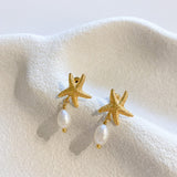Starfish Pearl 18K Gold Plated Earrings