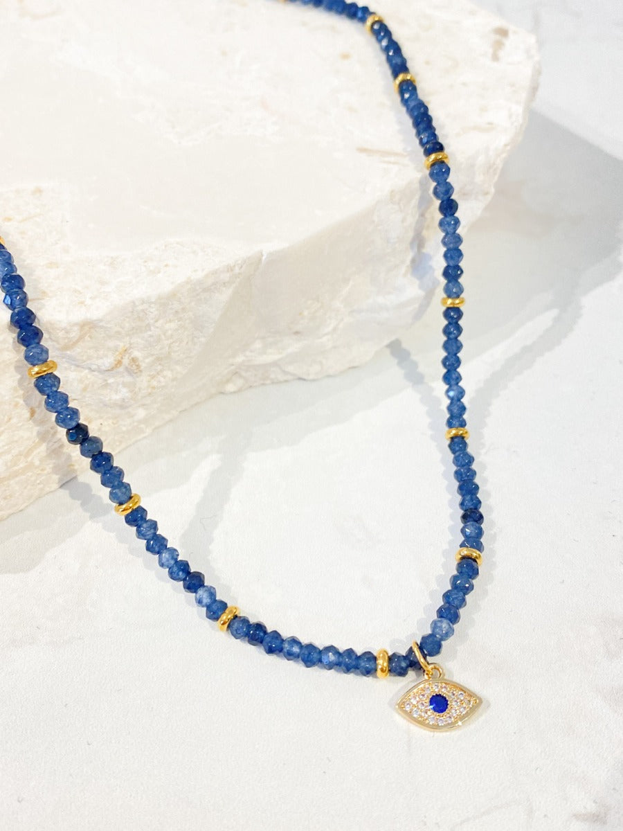 EVIL EYE Drip Oil Blue Turkish Evil Eye Bead Necklace Handmade Black Beads  Necklace Fashion Jewelry for Women Girls Men BE994