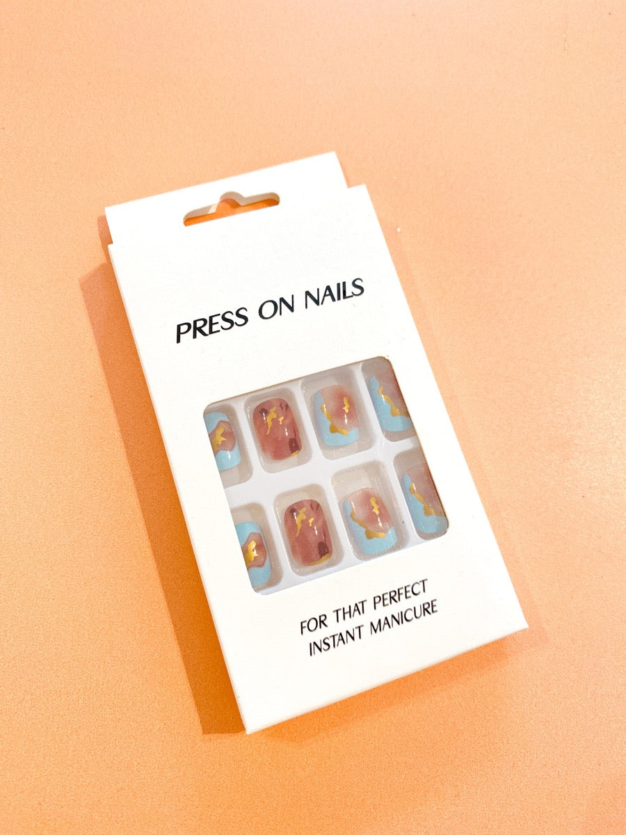 Blue Marble Press On Nails