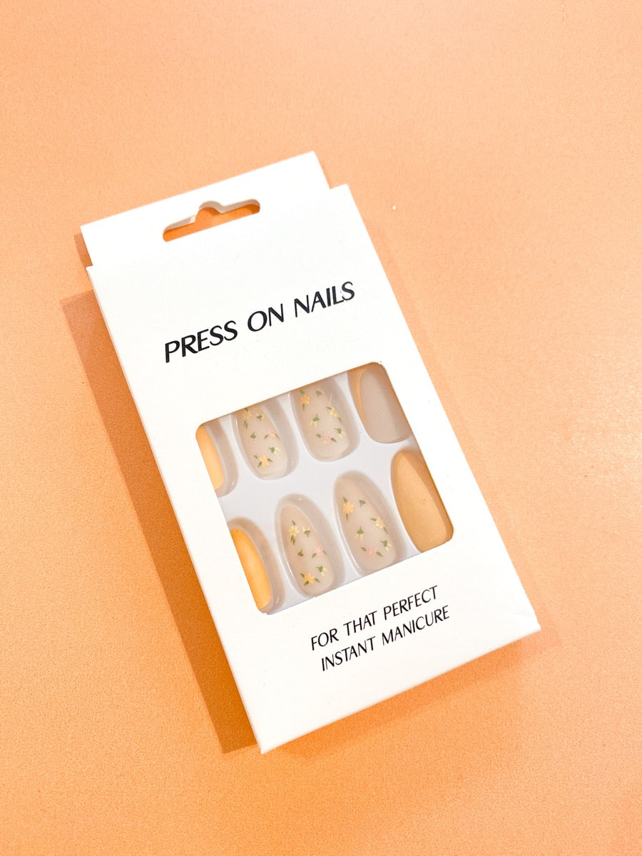 Matte Floral Press On Nails