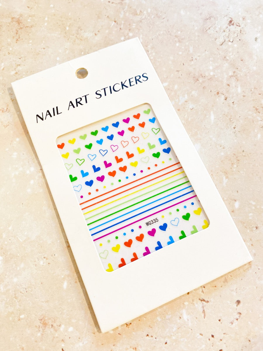 Rainbow Hearts Nail Art Stickers