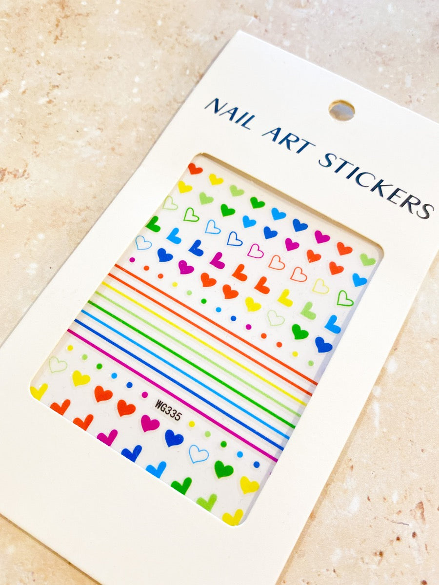 Rainbow Hearts Nail Art Stickers
