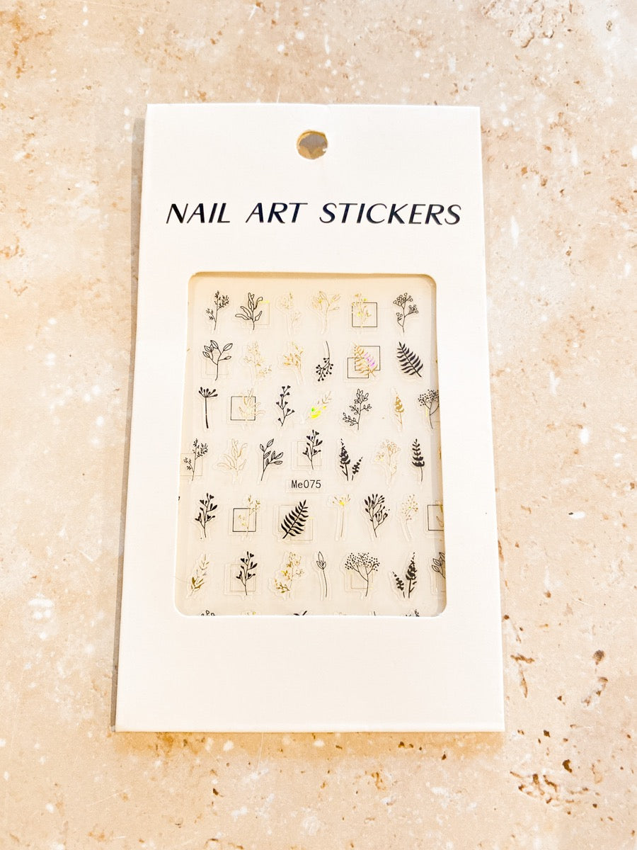 Leafy Line Art Nail Art Stickers